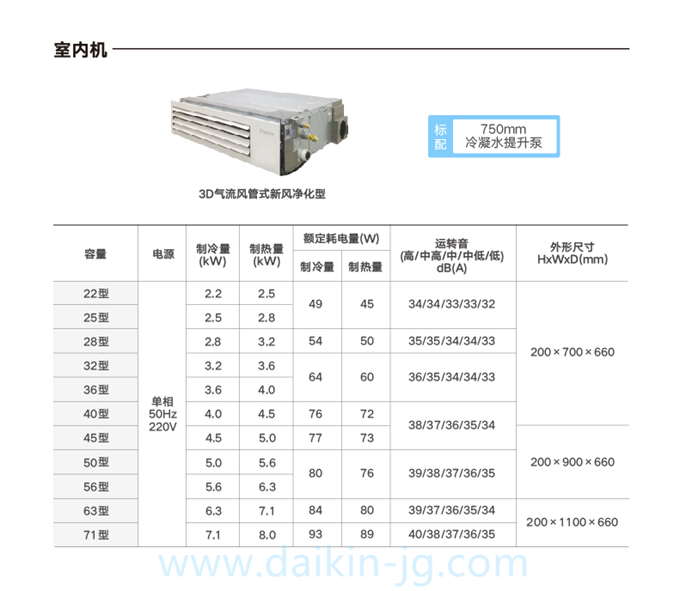 DAIKIN/大金卧室客厅室内机3D气流式新风净化型家用中央空调内机(图5)