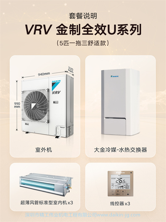 DAIKIN/大金5匹一拖三 VRV-U家用中央空调采暖地暖变频双用多联机