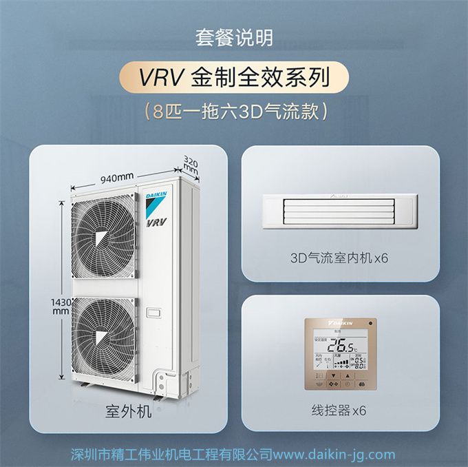 DAIKIN/大金中央空调一拖六 8匹家用变频空调机金制全效系列3D款