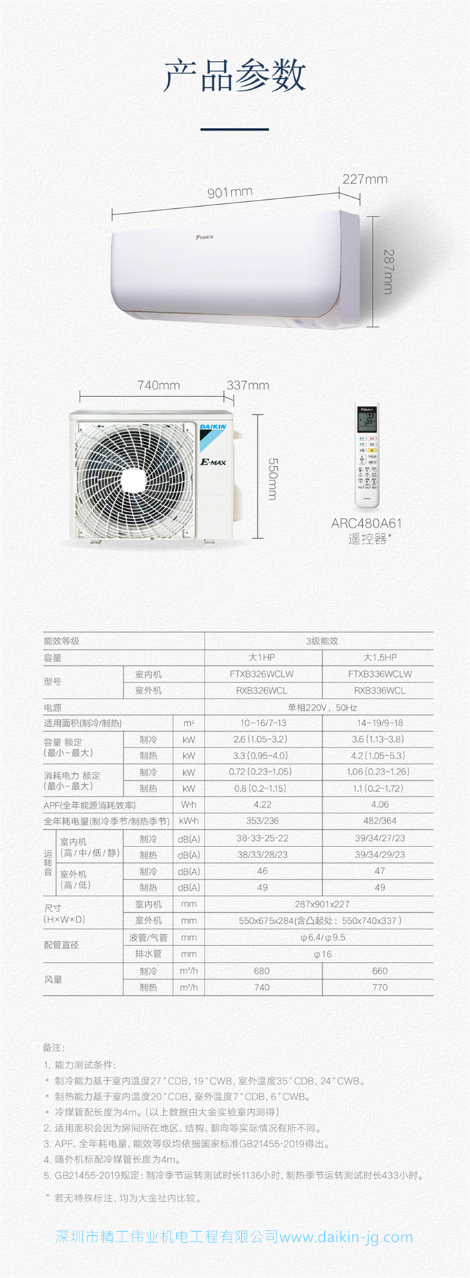 Daikin/大金 FTXB326WCLW大1匹变频静音蓝牙智能家用空调壁挂机(图12)