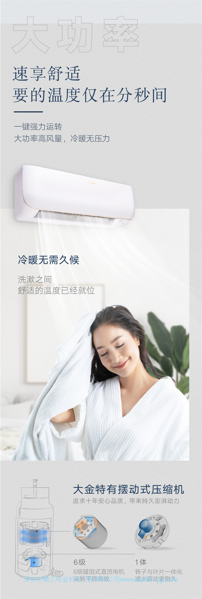 Daikin/大金FTXB236WCLW大1.5匹2级变频智能家用静音空调壁挂机(图6)