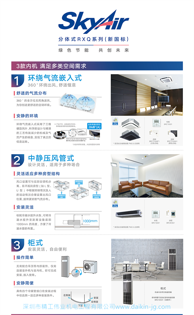 DAIKIN大金商用中央空调 SkyAir变频RXQ系列(新国标）中静压风管式(图2)